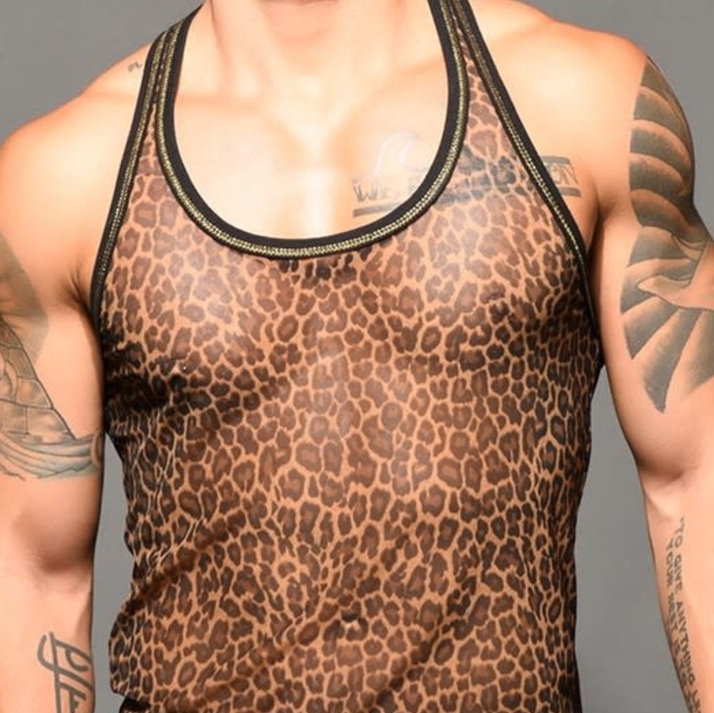 Andrew Christian leopard sheer tank M NWT - Picture 7 of 10
